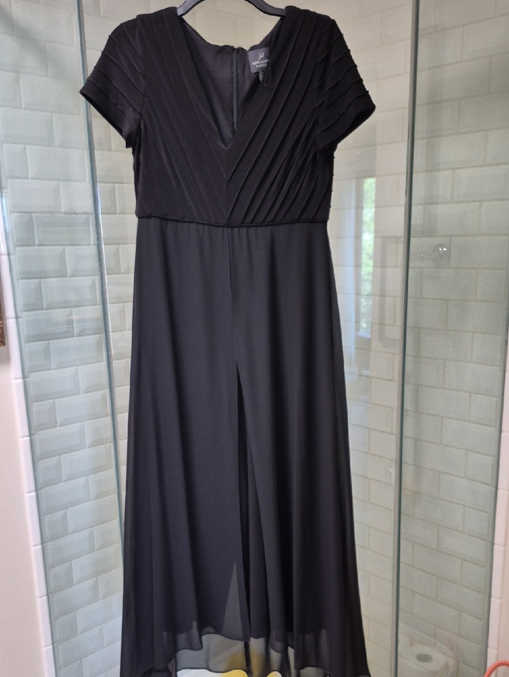 Adrianna Papell Black Occasion Jumpsuit Black Sheer Overlay Sz. 6